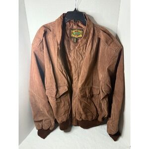 G-III Global Leather 90s Bomber Jacket Mens Brown Full Zip Lined Size XXL